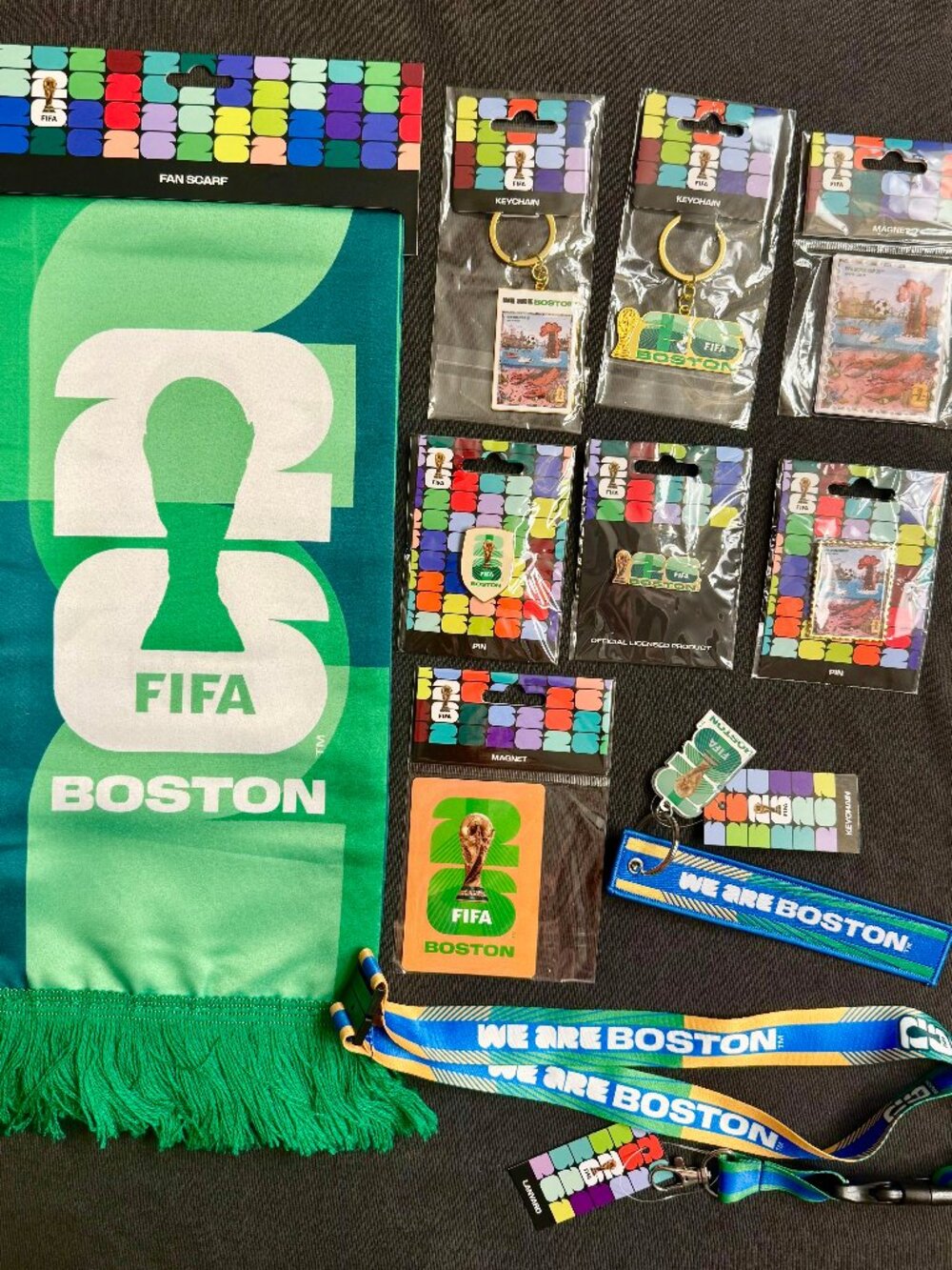 2026 FIFA WORLD CUP Boston Host City Lot Set MAGNET Keychain PIN Scarf LANYARD